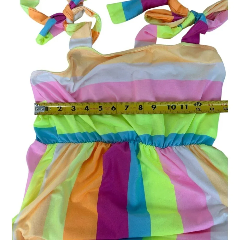 GirlyGoGarter Striped Sleeveless Maxi Dress | Size M | Fairy Rainbow Key Details - Picture 6 of 11